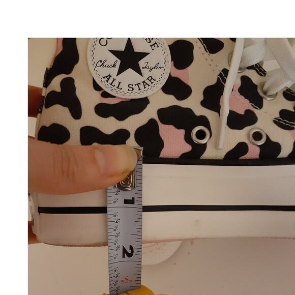 Converse All Star Lift Ladies Pink Platform Leopard Print Hi Top Sneakers 5.5 - Picture 3 of 9